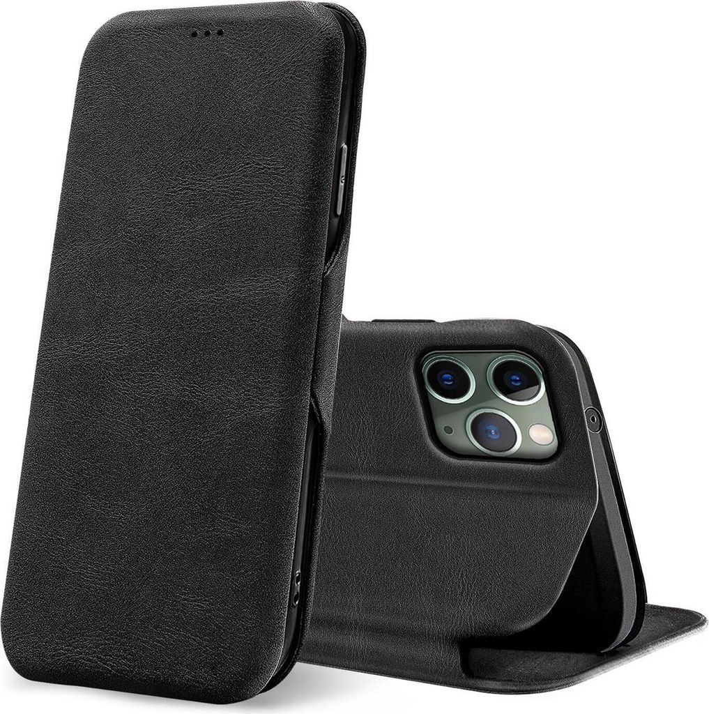 Conie Retro Klapp Tasche für iPhone 11 Pro Max Kartenfach Hülle Rundumschutz in Schwarz