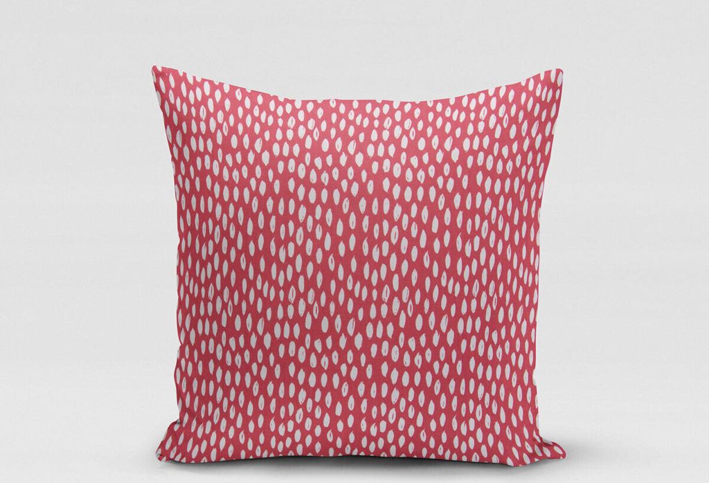 SCHÖNER LEBEN. Kissenhülle rot mit Kleksen Tropfen 50x50cm