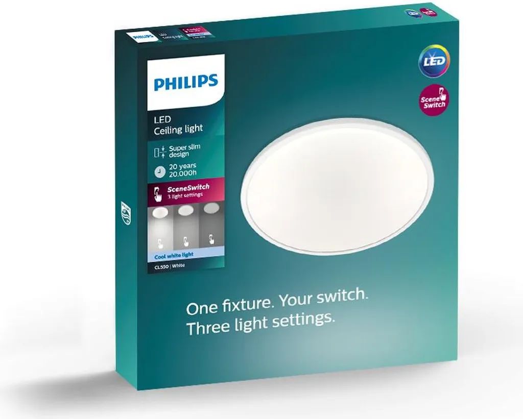 Philips Fonctionnel Plafonnier LED 30cm Blanc pour Eclairage Plafond - 2