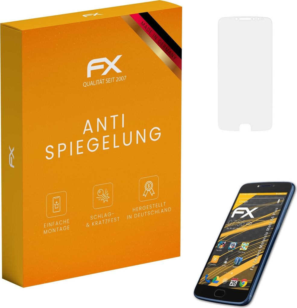 atFoliX FX-Antireflex 3x Schutzfolie kompatibel mit Lenovo Motorola Moto E4 Plus Displayfolie