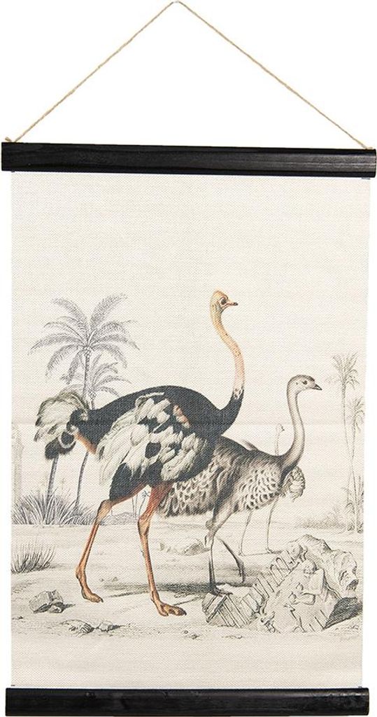 Clayre & Eef Wandteppich 40x2x60 cm Beige Schwarz Leinen Strauße