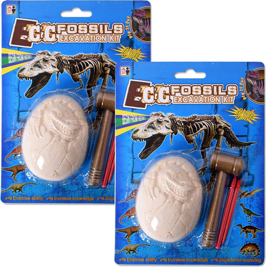 2 Stück TE-Trend Fossilien Archäologie Ausgrabungsset Dinosaurier Ausgrabung Hammer Meißel Stein 9cm Kinder Spielzeug