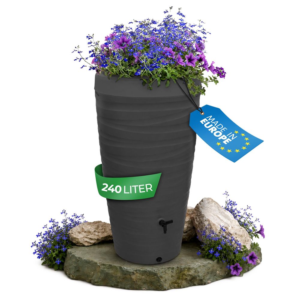 YourCasa Regentonne 240 Liter [Wave Design] - Frostsicher & Produktbild 