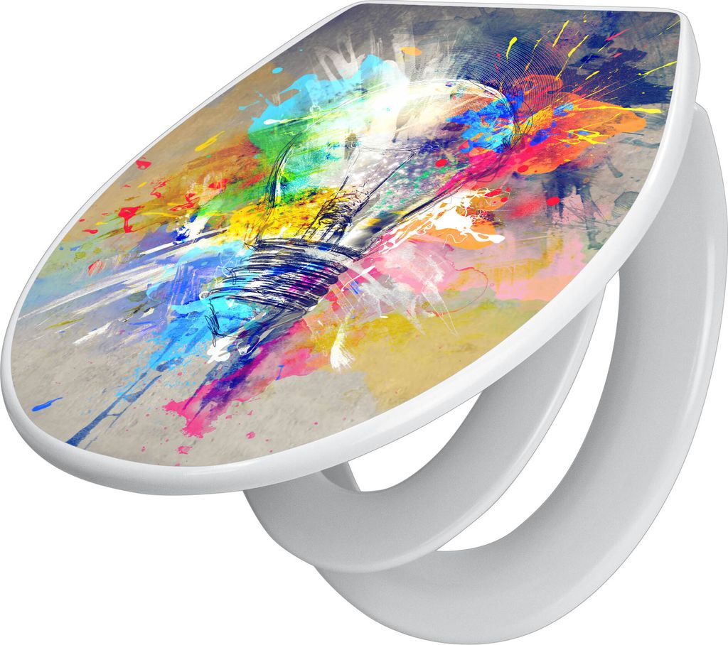 banjado Familien WC Sitz mit Absenkautomatik 37x44,5x5cm -Idee - Klodeckel/Klobrille mit kindersitz aus hochwertigem Polypropylen - universeller To...