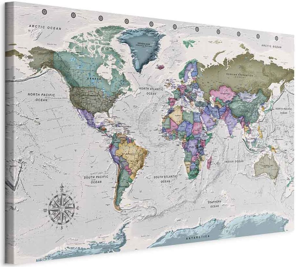 Vliesstoff Leinwandbild - World Destinations (1 Part) Wide 90x60 cm Karten k-A-0380-b-a