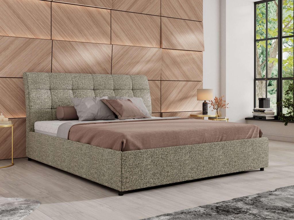 MKS MEBLE Polsterbett GALA CLASSIC Lattenrost klappbar Bett mit Stauraum 140x200 Hotel Betten Schlafzimmer Multipocket Matratze ELORI LUX Grau Stru...