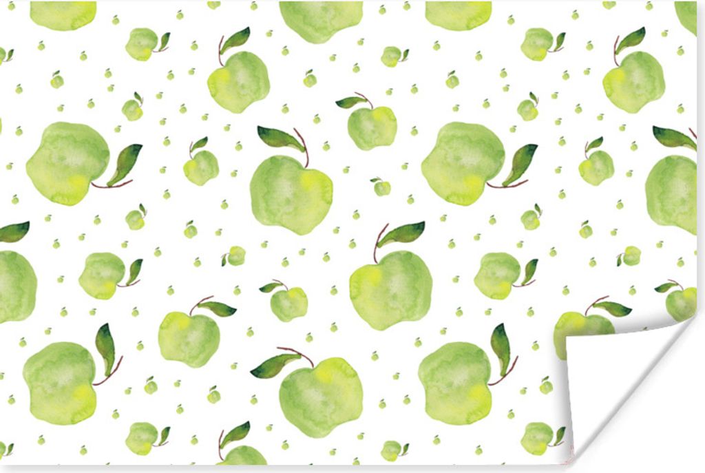 MuchoWow Poster Äpfel - Grün - Muster 60x40 cm - Schlafzimmerdekoration