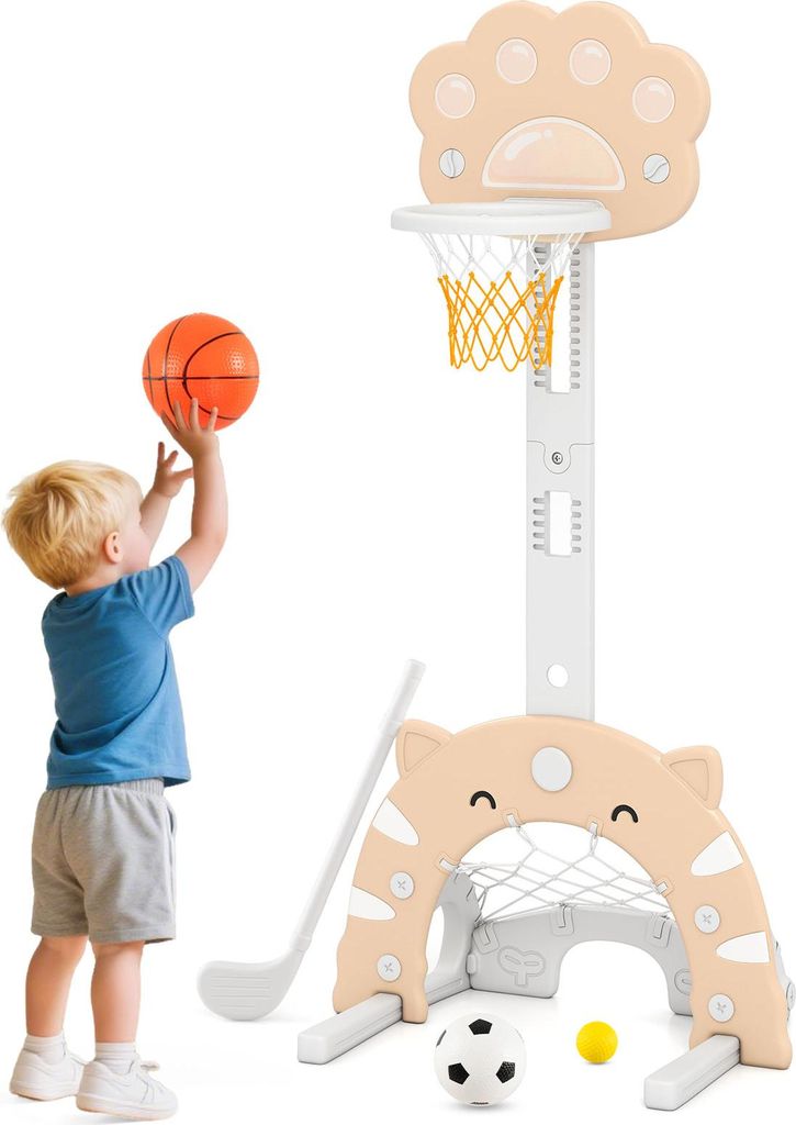 COSTWAY 3 in 1 Kinder Basketballkorb, Basketballständer mit Produktbild 