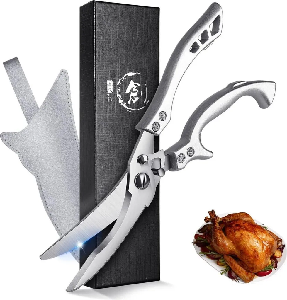 Ciseaux de cuisine professionnels en inox massif - Coupe ultra nette