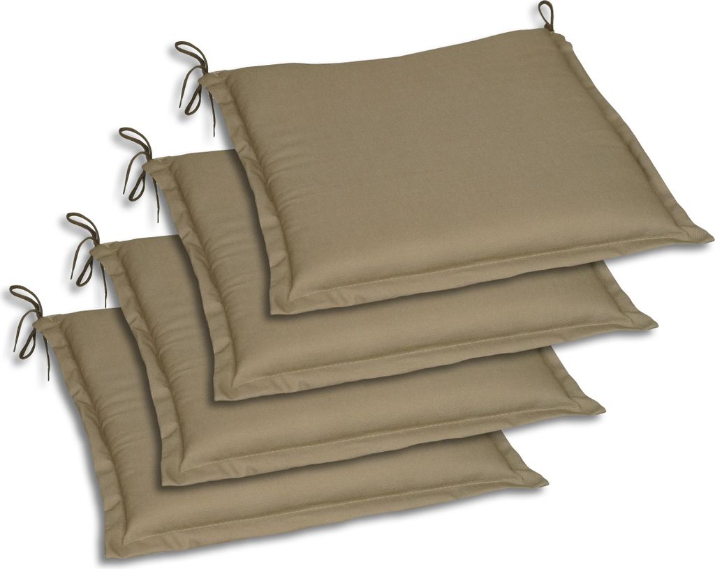 GO-DE Textil, Sitzkissen Sitzmöbel, 4er-Set, Farbe: braun, Maße ca.: 45 cm x 47 cm x 5 cm