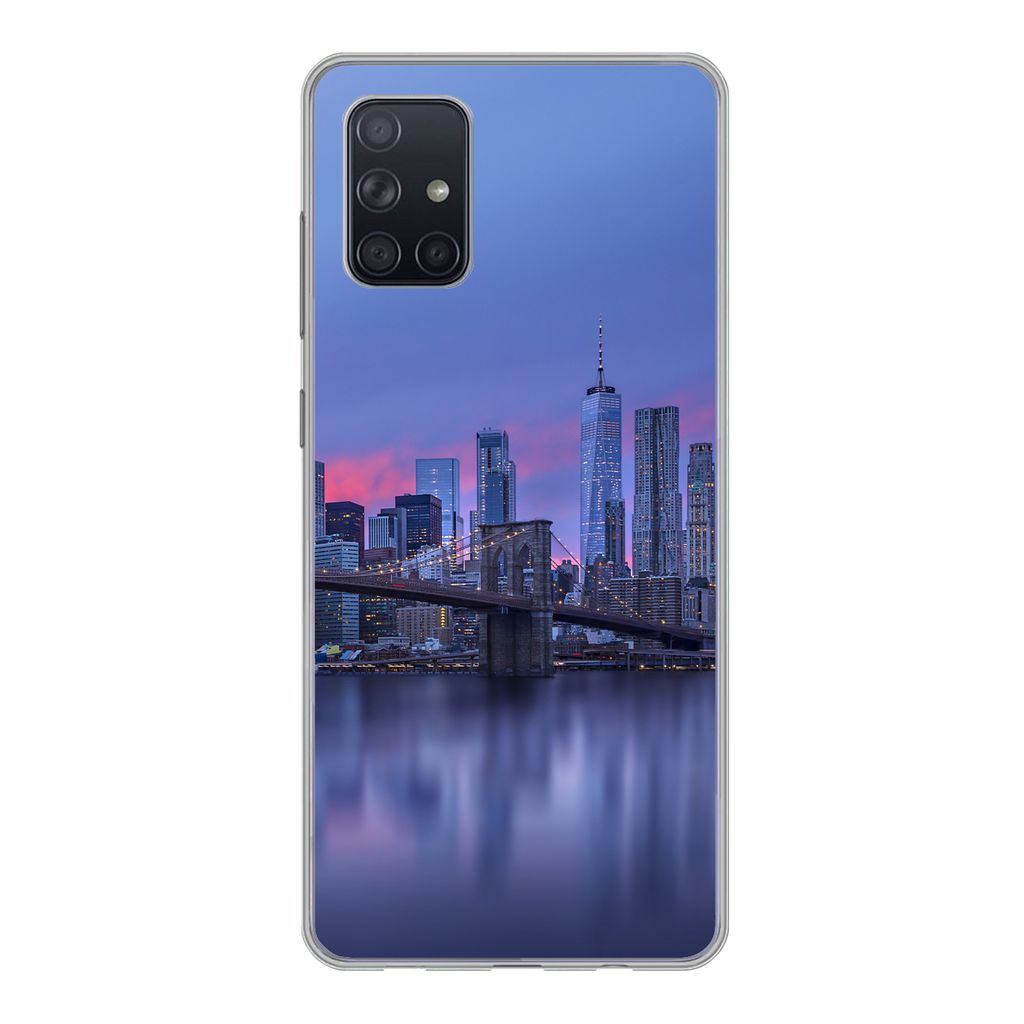 MuchoWow Handyhülle Schutzhülle Hülle für Samsung Galaxy A51 5G New York hinter der Brooklyn Bridge Silikon Softcase Handy Hülle - Abbildung