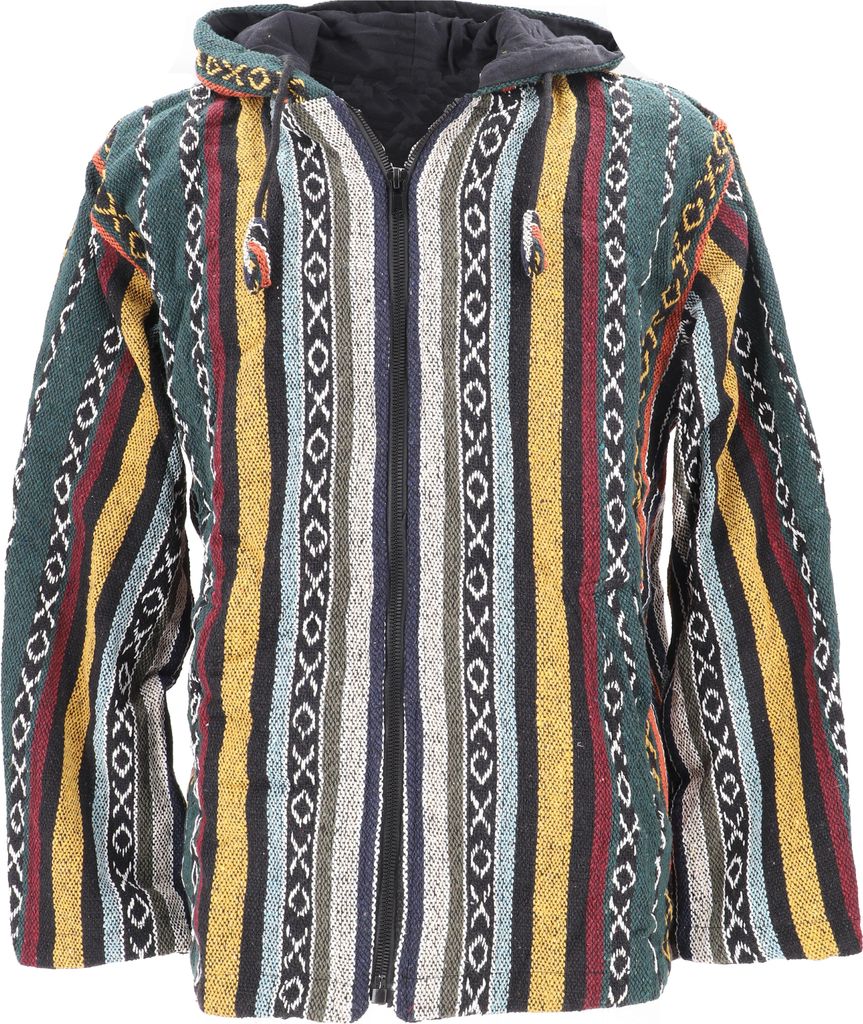 Goa Jacke, Ethno Kapuzen Jacke - Bunt, Herren, Mehrfarbig, Baumwolle, Größe: XL