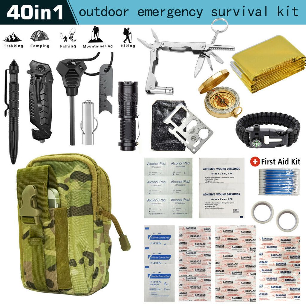 65 in 1 Notfall-Überlebensrucksack-Kit Outdoor Tactical Camping Wandern EDC Gear 