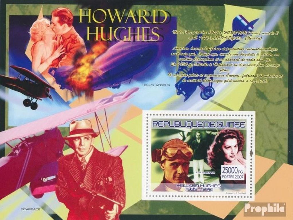 Briefmarken Guinea 2007 Mi Block 1462 (kompl. Ausgabe) postfrisch Huges, Ava Gardner