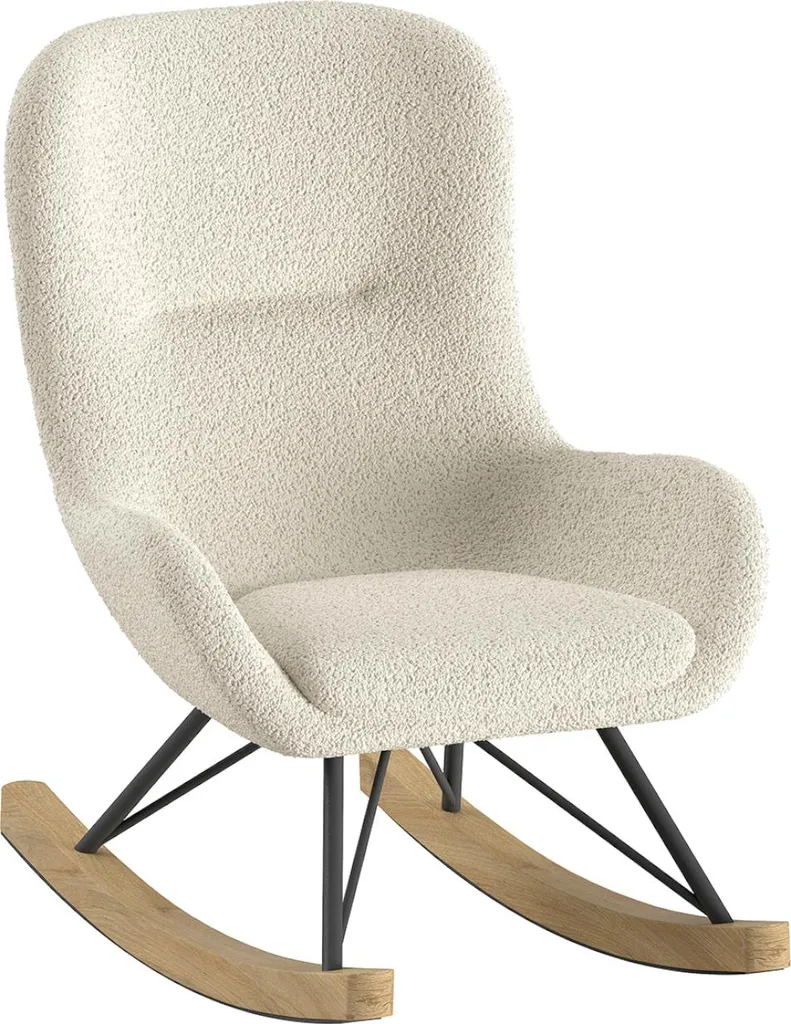 Vipack Rocky Fauteuil à Bascule Mini Beige Bouclé - Chambre Ado