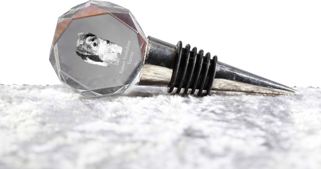 Biewer Terrier, Biewer Yorkshire Terrier - Flaschenverschluss, Weinverschluss aus Kristall mit Foto, personalisiertes Geschenk für Barkeeper der M...