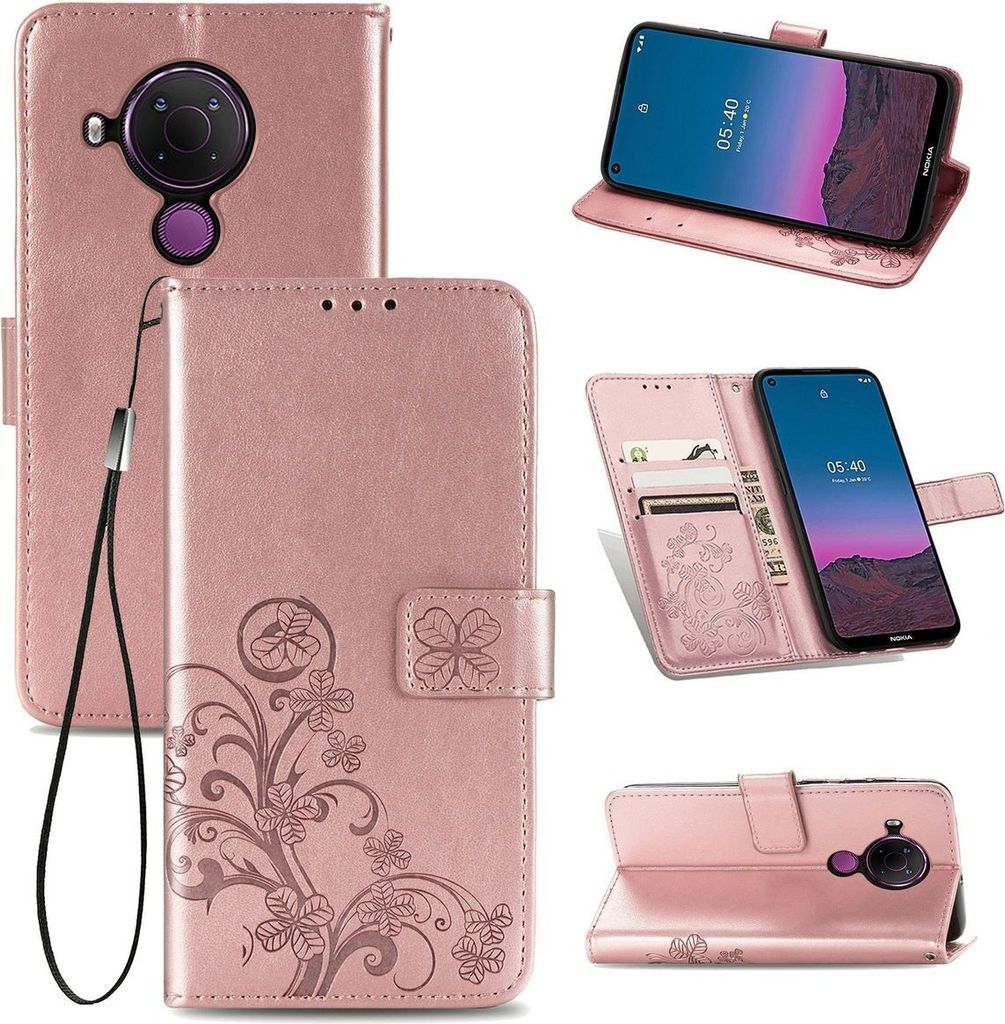 König Design Hülle kompatibel mit Nokia 45021 Kunstleder Handyhülle - Handy Case Rosa