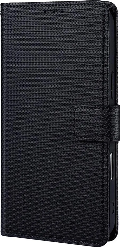 INF Custodia a libro nera per iPhone 16e: PU+TPU, supporto e porta carte