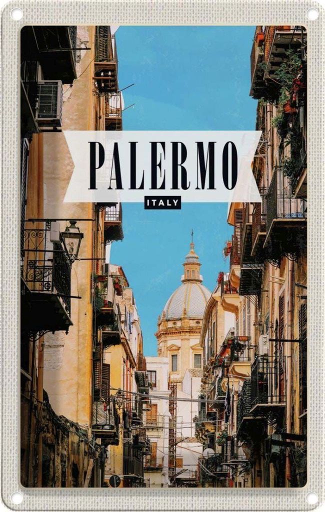 vianmo Blechschild 18x12 cm Palermo Italien Architektur Bildmotiv Reisemotiv Abenteuer Reisen Urlaub Häuser