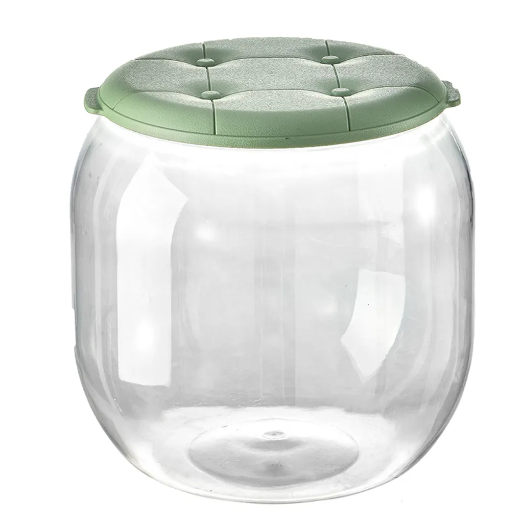 Tabouret de rangement vert avec assise rembourrée et bac transparent 30L