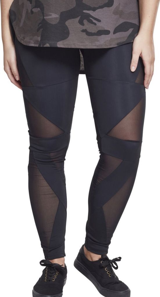 Urban Classics Ladies Tech Mesh Biker Leggings, Nero (Black 00007), XS Donna : Urban Classics