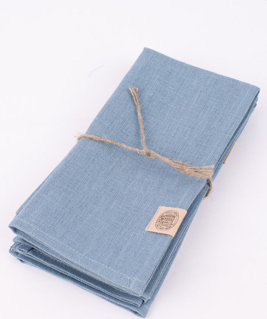 Stoffservietten Erik aus 100% Leinen 4 Stück 44x44cm blau