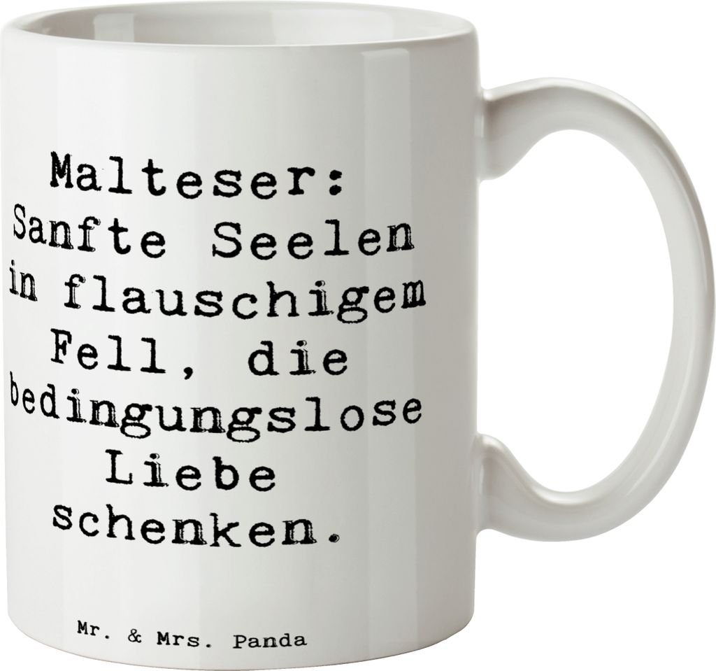 Mr. & Mrs. Panda Tasse Spruch Malteser Liebe - Weiß - Geschenk, Charakter, Trinkbecher, Hunderasse, Beschreibung, Hundeliebhaber, Pott, bedingungs...