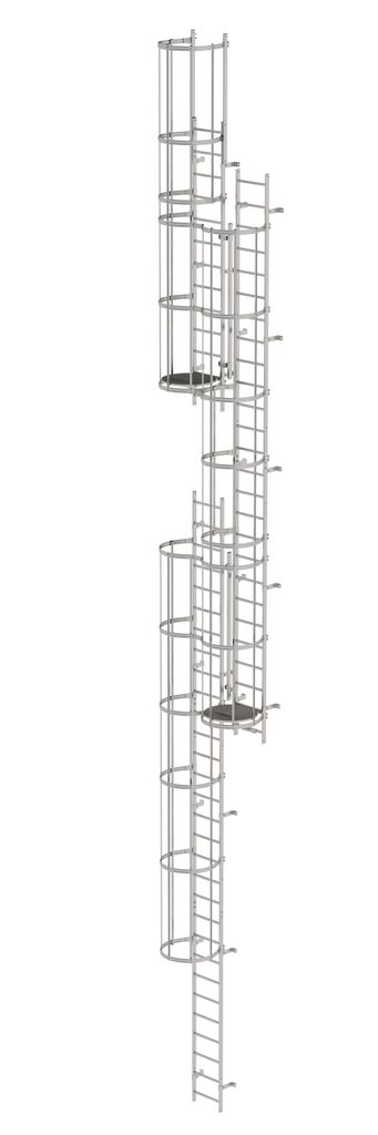 Günzburger Steigtechnik mehrzügige Steigleiter mit Rückenschutz (Maschinen) Edelstahl 14,36 m - 530241