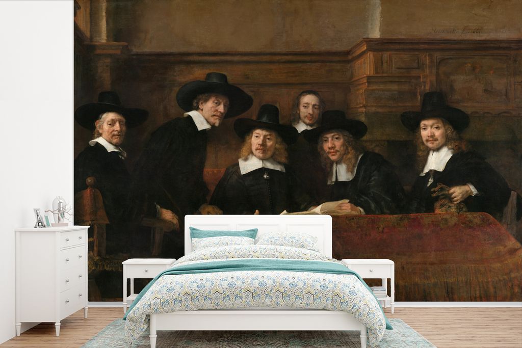 MuchoWow Fototapete für Wohnzimmer oder Schlafzimmer Wandtapete Vinyl Motivtapete Die Stahlmeister - Gemälde von Rembrandt van Rijn - 360x240 c...