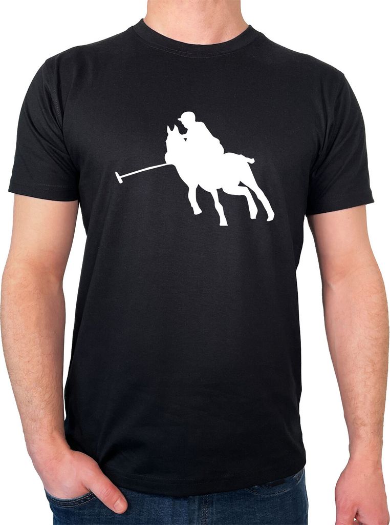 Huuraa Herren T-Shirt Polo Spieler Silhouette XXL Black Bio Baumwolle Fairtrade Herrenshirt Geschenkidee
