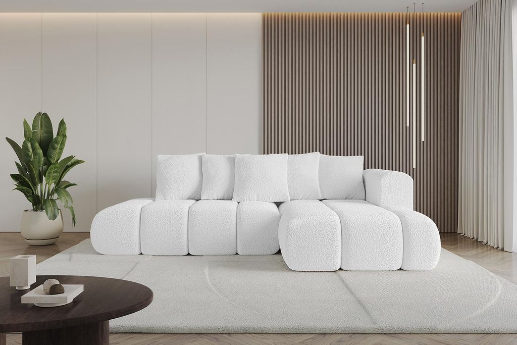 ALTDECOR Ecksofa mit Schlaffunktion und Bettkasten CLOUD-L-v1 280x185x90 Weiß - Corner Sofa Bett Eckcouch Couch L-Form Schlafcouch Ausziehbar Wohn...