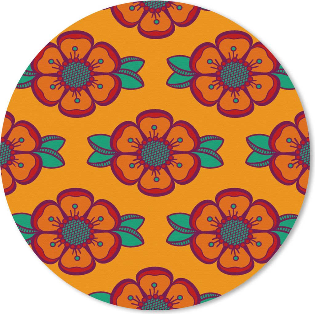 MuchoWow Mauspad Mousepad Design - Retro - Rosen - Orange 40x40 cm - Mousepads - Maus Mat - Pad - Mausunterlage - Schreibtisch Accessoires