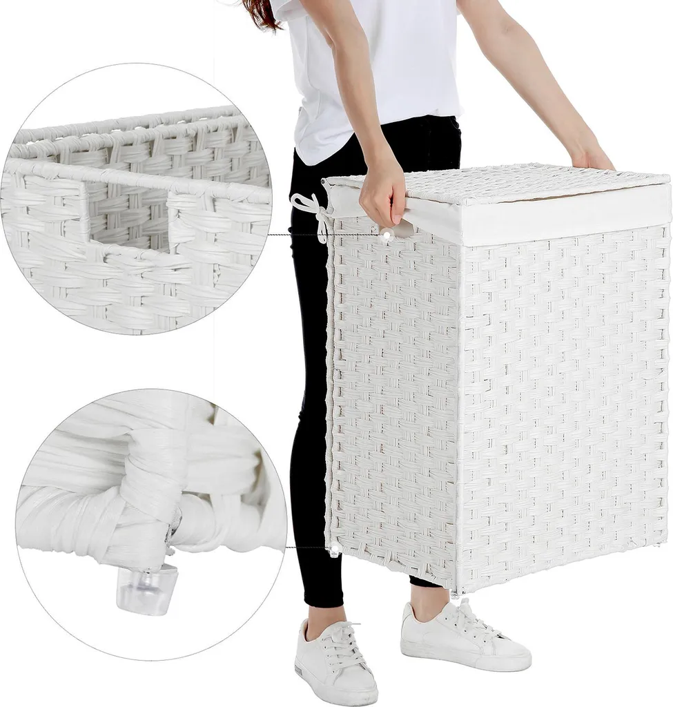 Panier à linge blanc polyrotin ventilé pour stopper les mauvaises odeurs