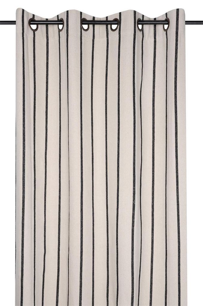 Baumwollvorhang mit Ösen TROP schwarze Streifen, 135 x 260 Produktbild 