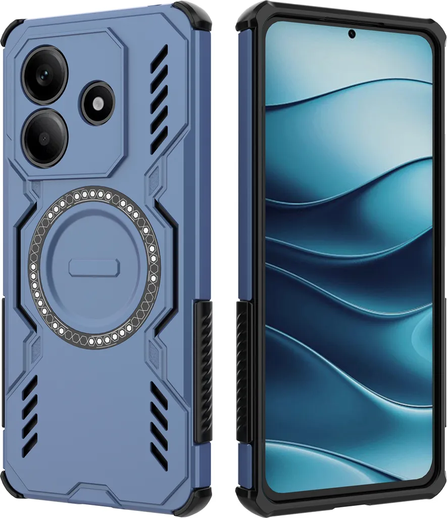 Custodia Magnetica Xiaomi Redmi Note 14 5G Blu - Bumper PC/TPU Termico