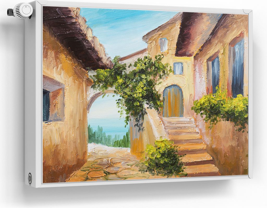 DEQORI Magnetmatte Heizung beschreibbar 80x60 cm 'Sonnige Gassen' Magnetfolie