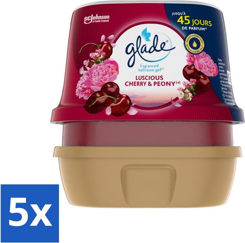 Glade - Badezimmergel - Luscious Cherry & Peony - 180 g - Vorteilspack - 5 Stücke