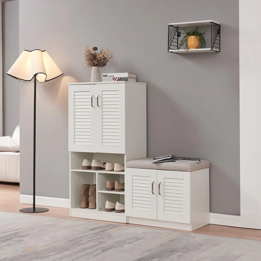 Étagère à chaussures blanche 120 cm pour organiser votre entrée avec style