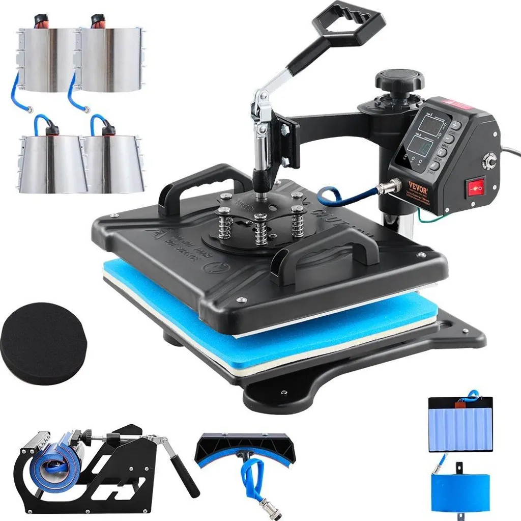 Machine de sublimation 10 en 1 pour t-shirts et mugs 1000W pivotante