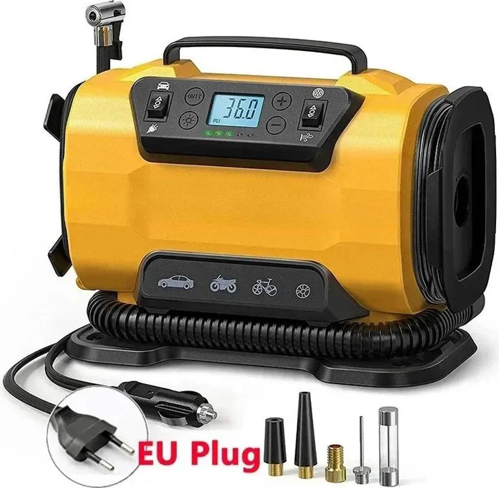 Compressore Aria Portatile 12V 220V Spina UE - Doppia Alimentazione Auto Casa