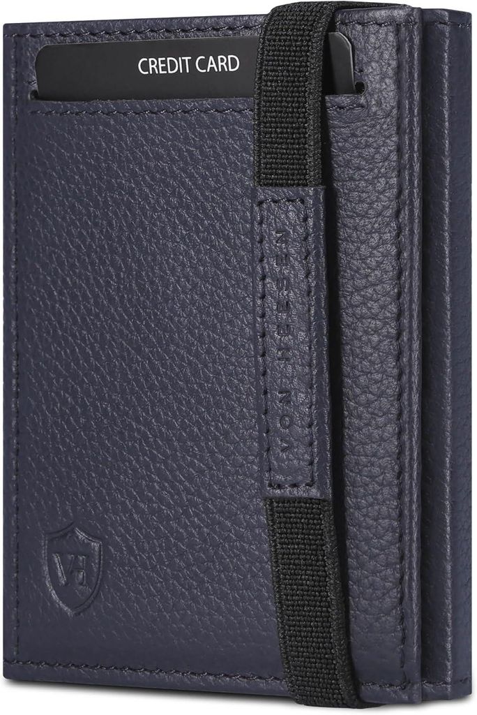 Slim Wallet Echtleder mit RFID Schutz und Münzfach Kartenetui Geldbörse Portemonnaie Herren Damen Kompakt Klein Kartenhalter