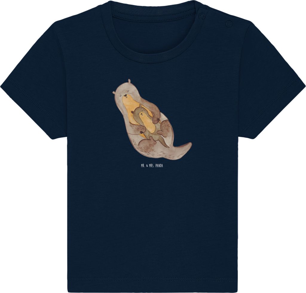 Mr. & Mrs. Panda T-Shirt Otter Kind 0. - 6. Monat - French Navy - Geschenk, Mutter, Familie, Organic Baby, Tochter, Shirt, Geburt, Top, Babyshirt, ...