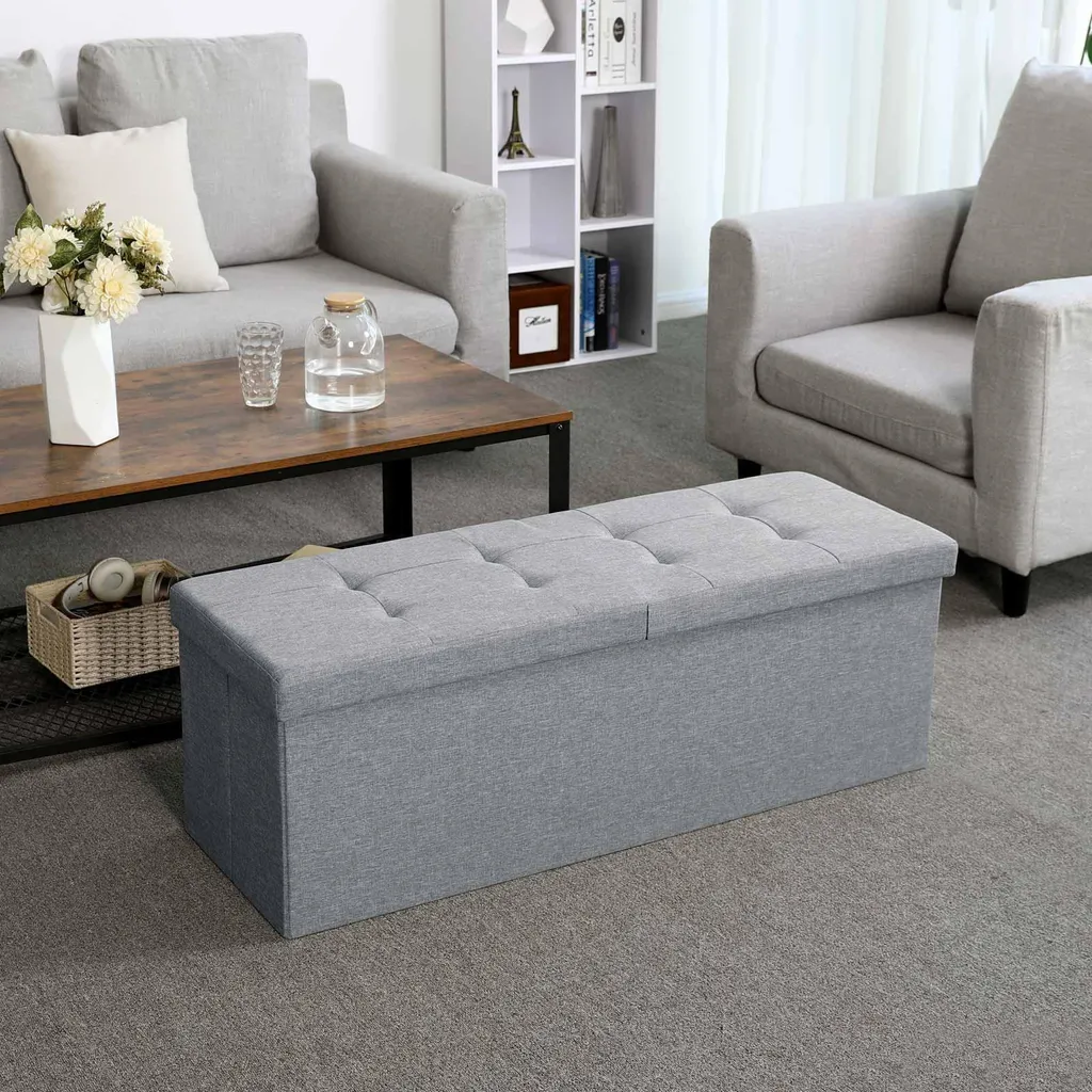 Banc avec couvercle rabattable 110 cm gris clair - Modèle LUNA-S110