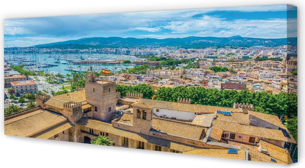Leinwandbild 125x50 Wandkunst Spanien Hafen Küstenstadt