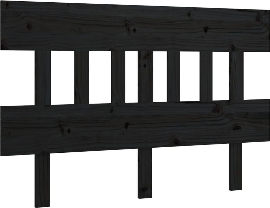 vidaXL Kopfteil Schwarz 203,5x3x81 cm Massivholz Kiefer