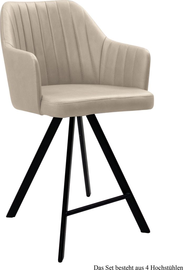 Thekenstuhl (4er-Set) Demetra 58x98x60 Schwarz/Natur