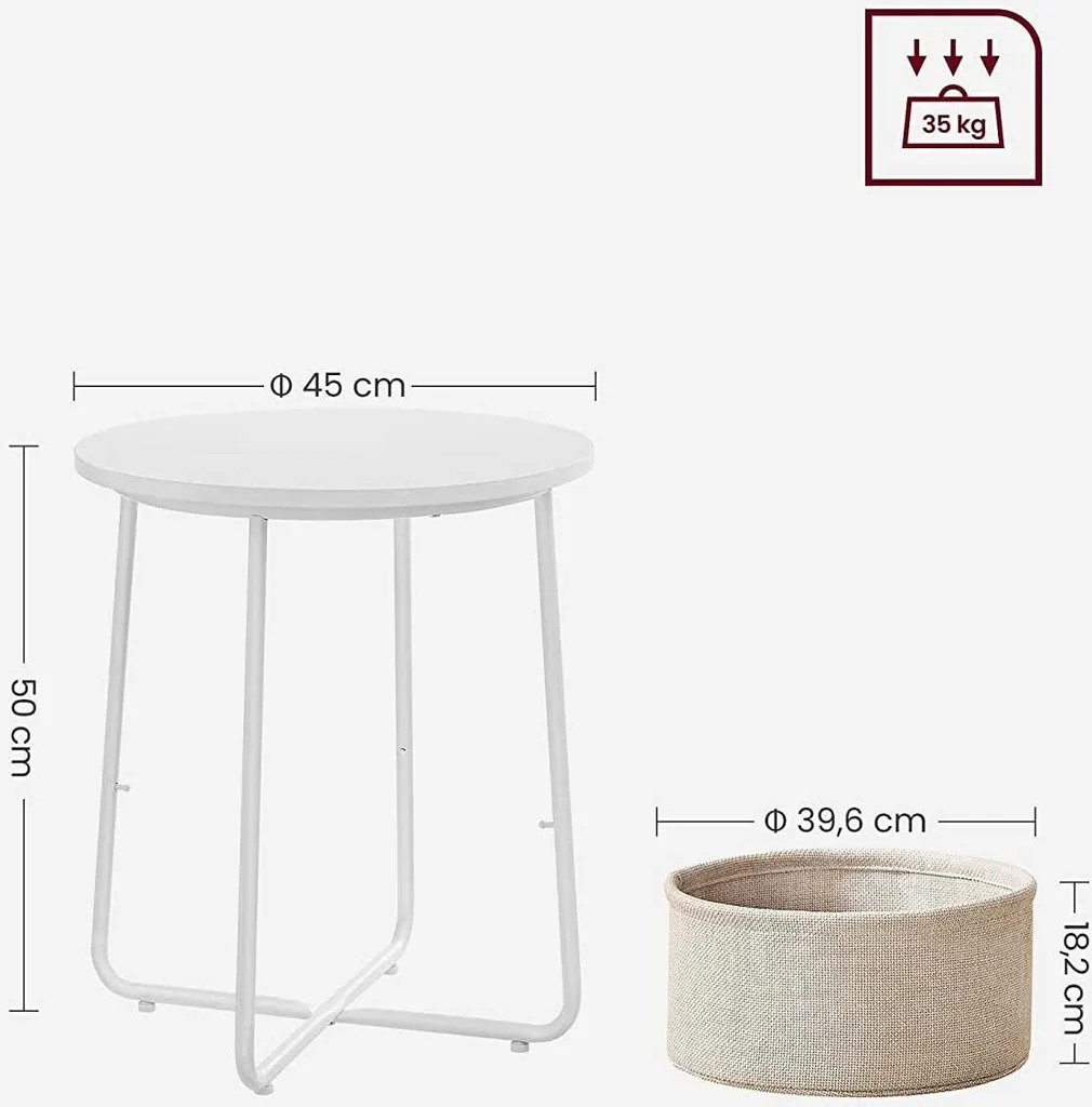 Table d'appoint de canapé Samos blanche - Support lampe et décoration - 9