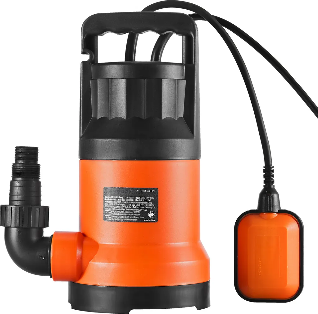 Pompe d'évacuation 2510 GPH idéale pour drainage de piscine et jardin