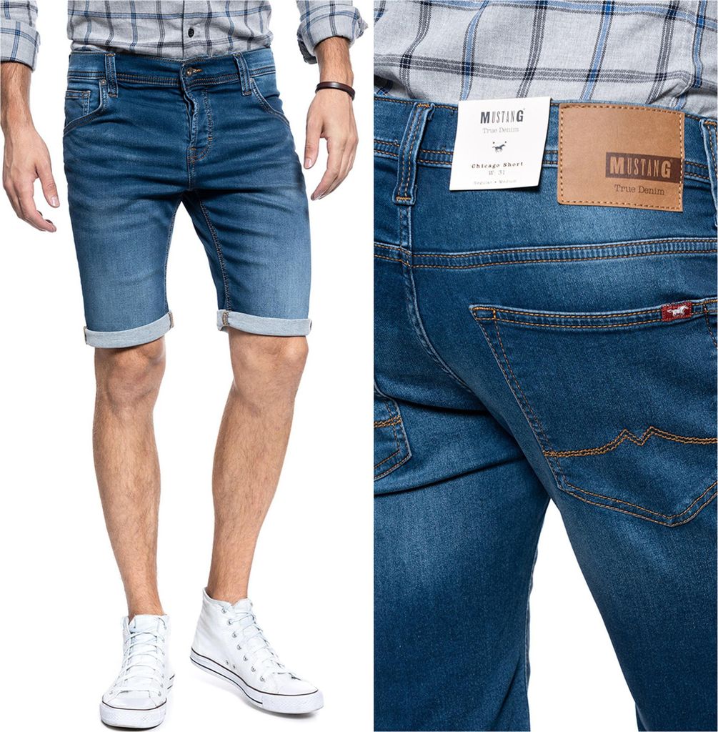 MUSTANG Herren, Shorts CHICAGO SHORT, Slim fit, W38, Blau, kurze, hosen,