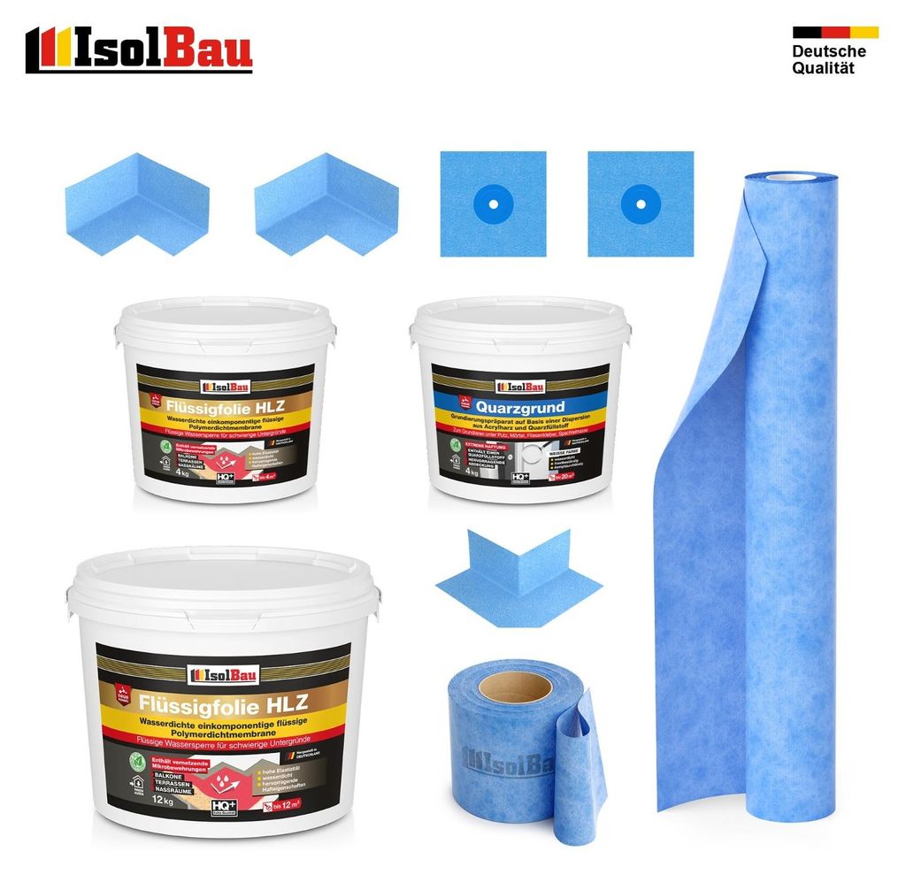 Dichtset Flüssigfolie HLZ 16 kg Quarzgrund Dichtband Dichtbahn Dusche Bad Balkon